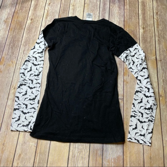 Disney Juniors Small Mickey Mouse Halloween Long Sleeve Shirt Black Silhouette - Picture 3 of 8